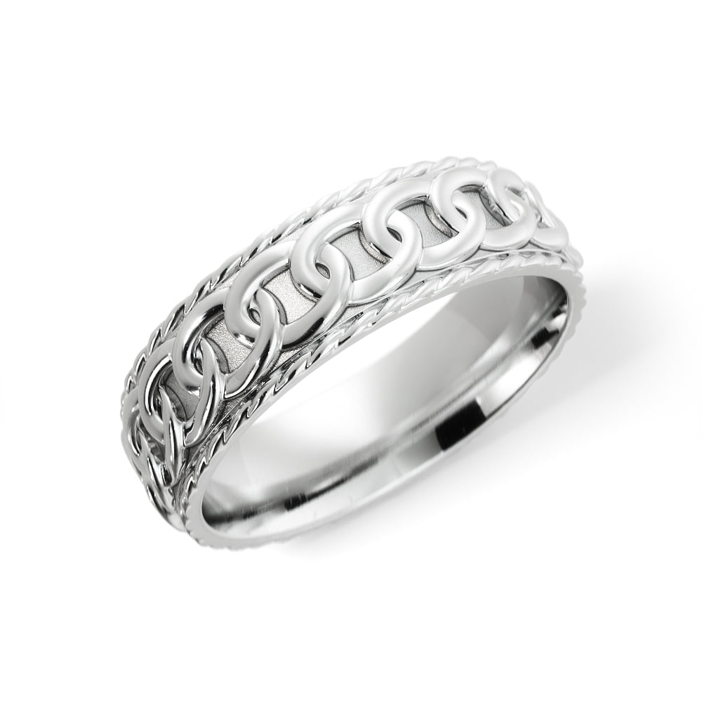 Chain Link Wedding Ring in 18k White Gold