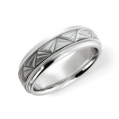 Triangular Top Design Wedding Ring in 10k White Gold