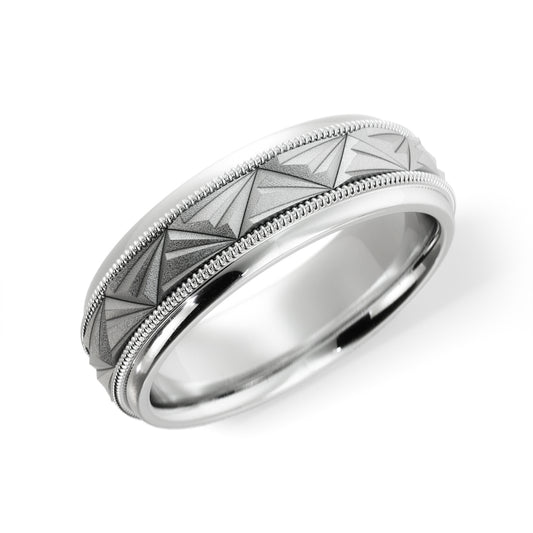 Triangular Top Design Wedding Ring in 18k White Gold