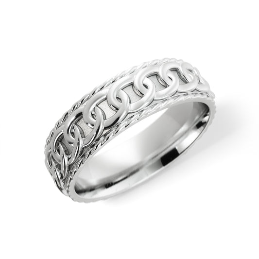 Chain Link Wedding Ring in 14k White Gold