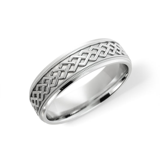 Dara Knot Celtic Wedding Ring in 18k White Gold