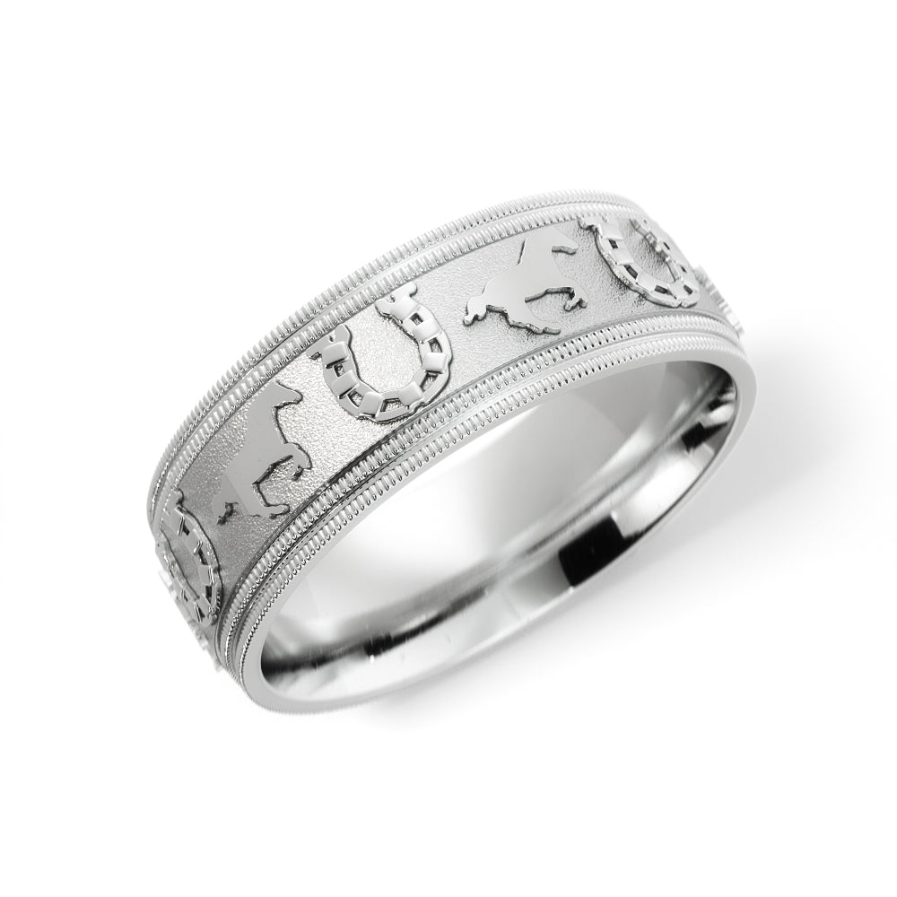 Horseshoe Wedding Band in 10k White Gold