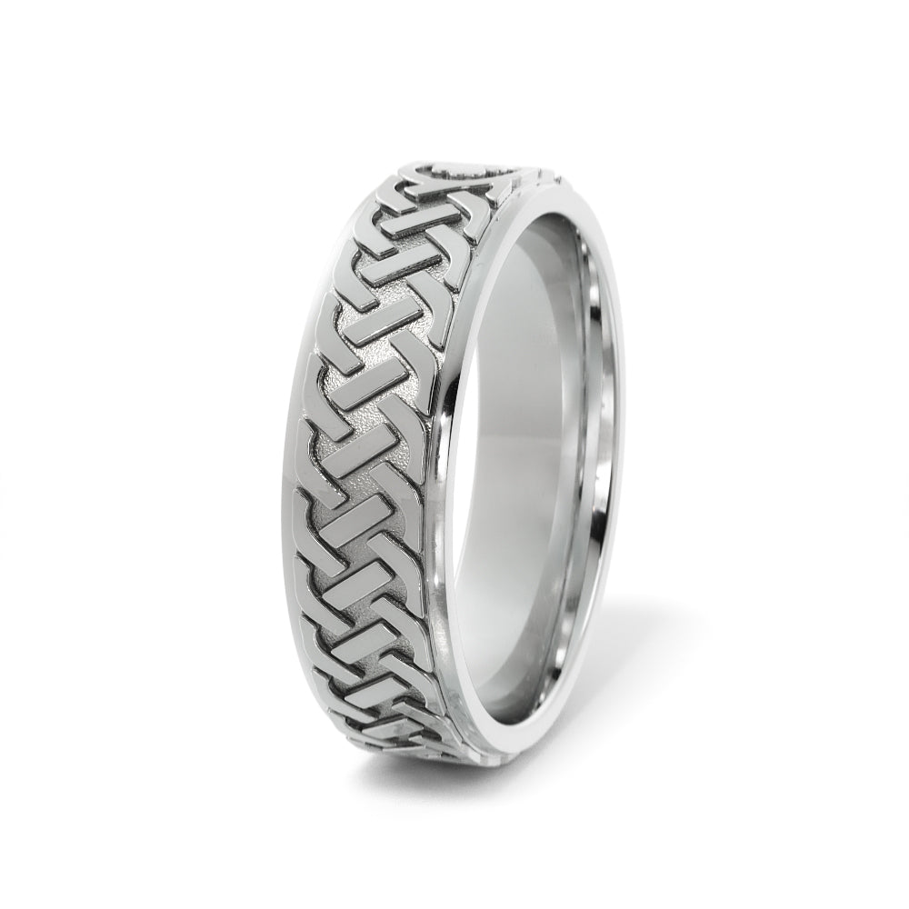 Irish Knot Celtic Wedding Ring in 18k White Gold