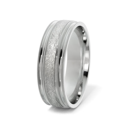 Scattered Satin Wedding Ring in Platinum