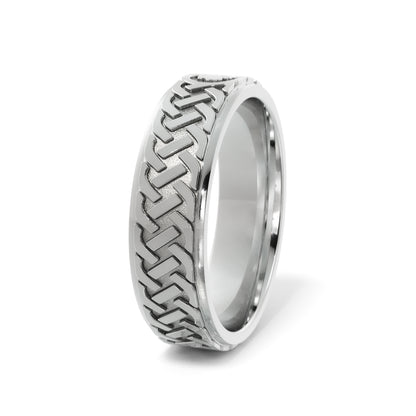 Irish Knot Celtic Wedding Ring in 10k White Gold