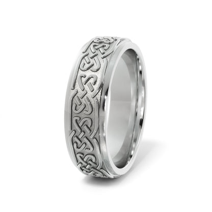 Celtic Love Knot Wedding Ring in 10k White Gold