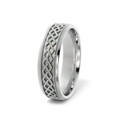 Dara Knot Celtic Wedding Ring in 14k White Gold