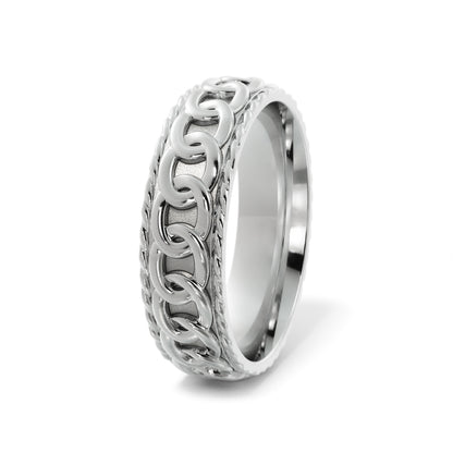 Chain Link Wedding Ring in 10k White Gold