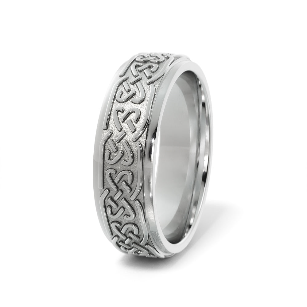 Celtic Love Knot Wedding Ring in 18k White Gold