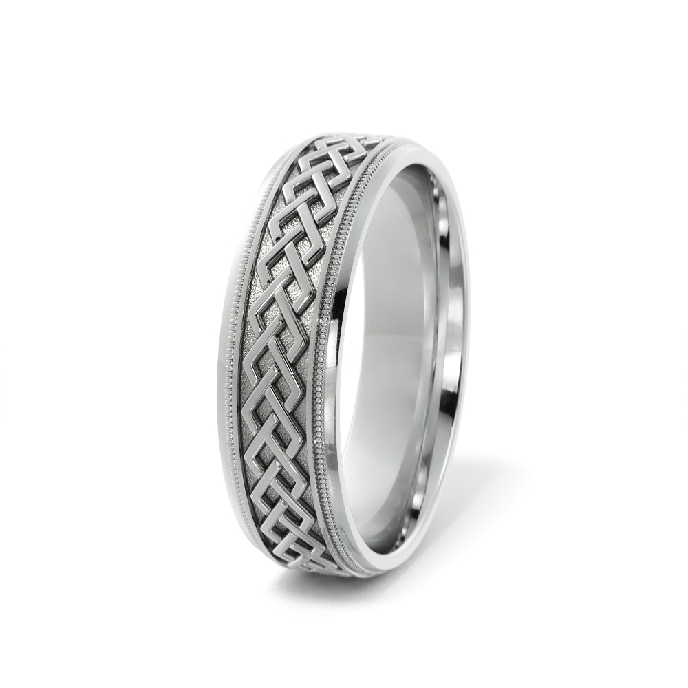 Dara Knot Celtic Wedding Ring in 10k White Gold