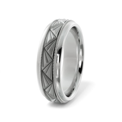 Triangular Top Design Wedding Ring in 10k White Gold