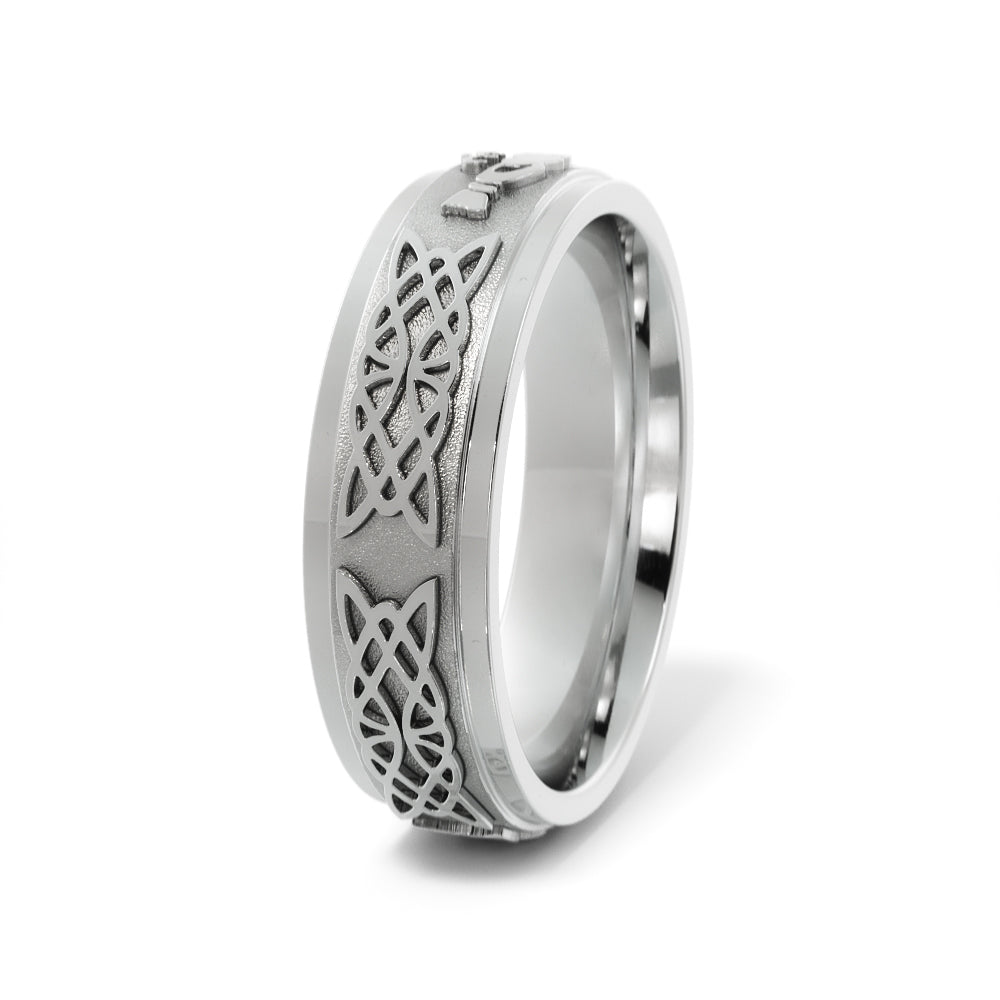 Celtic Claddagh Wedding Ring in 18k White Gold