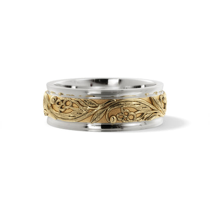 Tree Branch Wedding Ring in 10k White/Yellow Gold