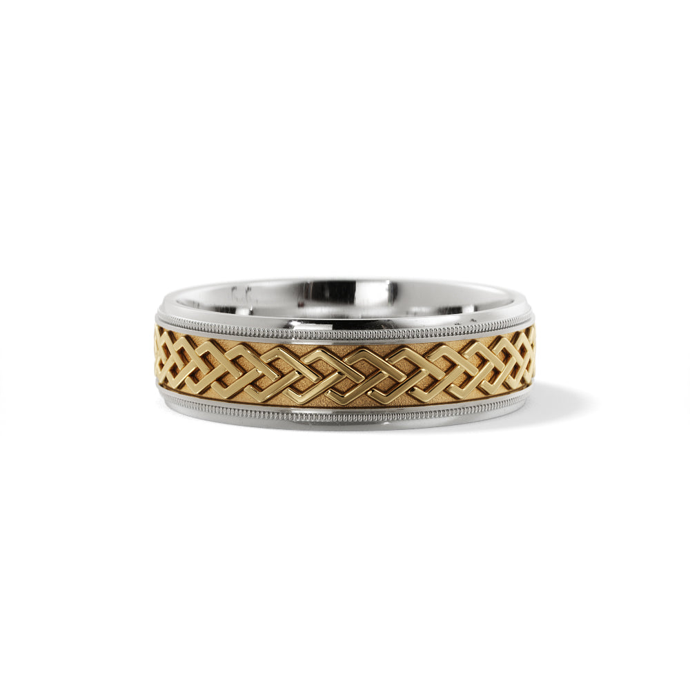 Dara Knot Celtic Wedding Ring in 14k White/Yellow Gold