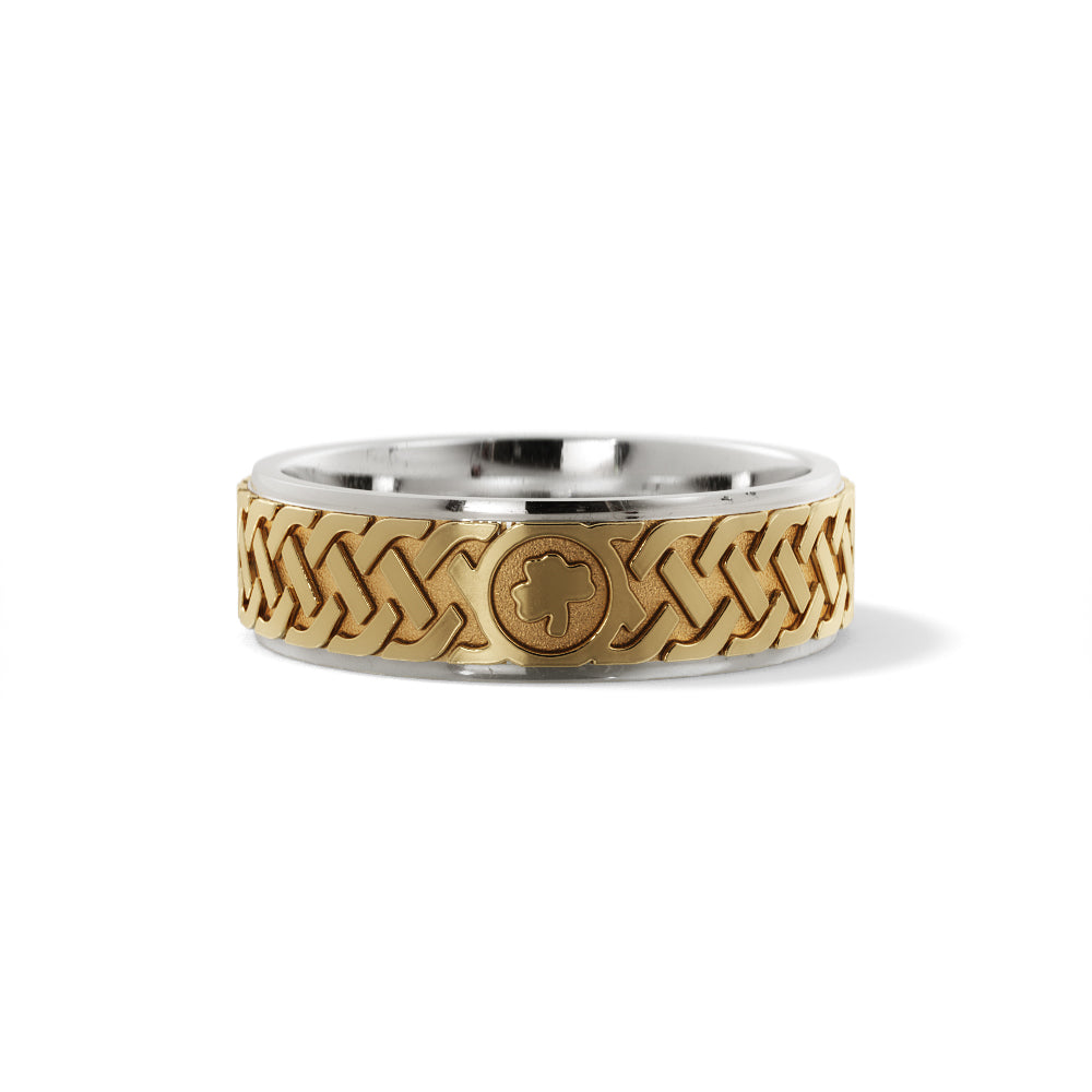 Irish Knot Celtic Wedding Ring in 18k White/Yellow Gold