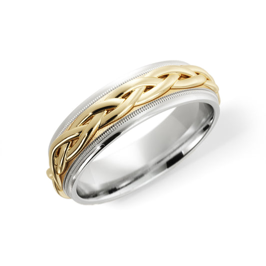 Braided Wedding Ring in 18k White/Yellow Gold