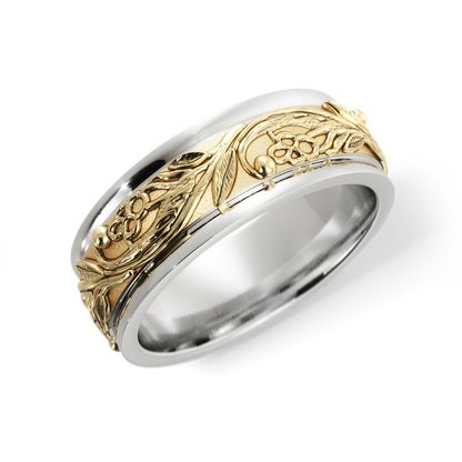 Tree Branch Wedding Ring in 14k White/Yellow Gold