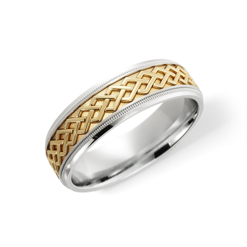 Dara Knot Celtic Wedding Ring in 18k White/Yellow Gold