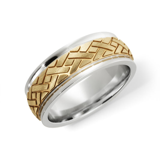 X-Tern Wedding Ring in 10k White/Yellow Gold