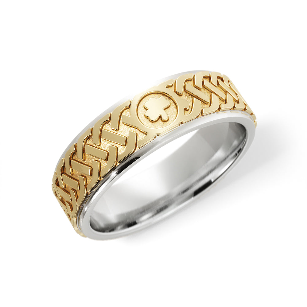 Irish Knot Celtic Wedding Ring in 10k White/Yellow Gold