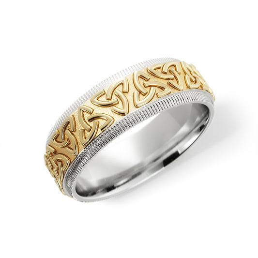 Celtic Wedding Ring in 10k White/Yellow Gold