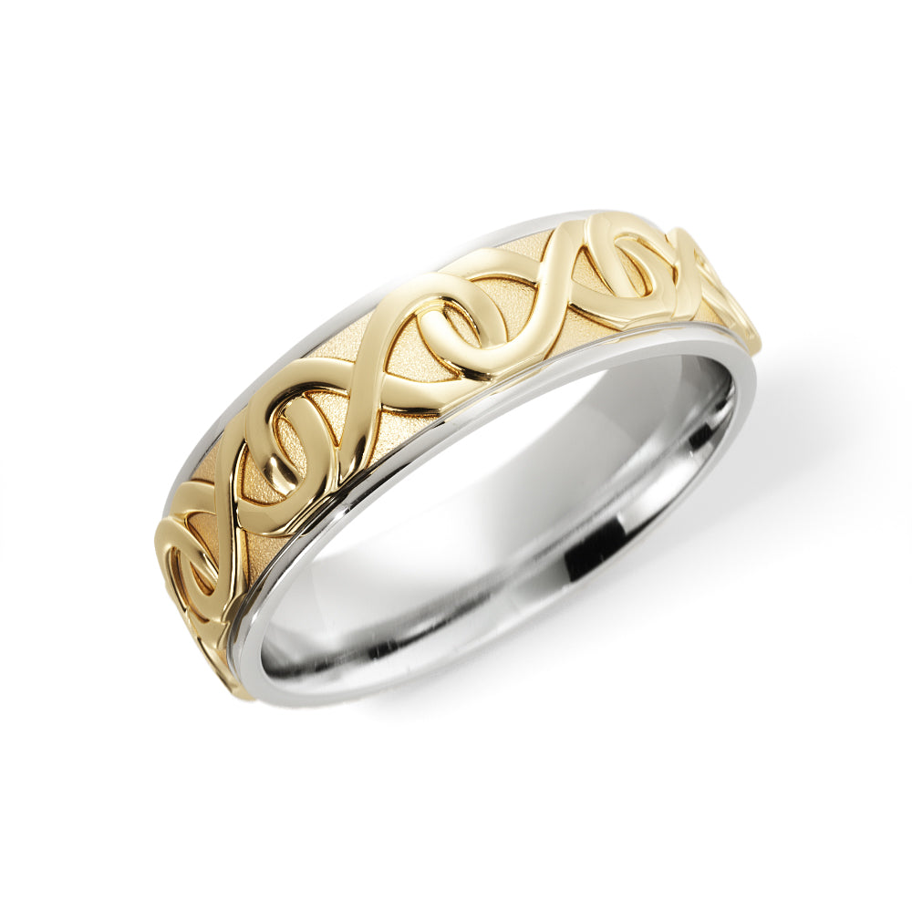 Infinity Wedding Ring in 10k White/Yellow Gold