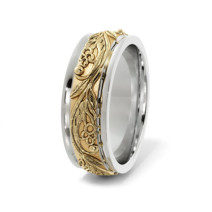 Tree Branch Wedding Ring in 14k White/Yellow Gold