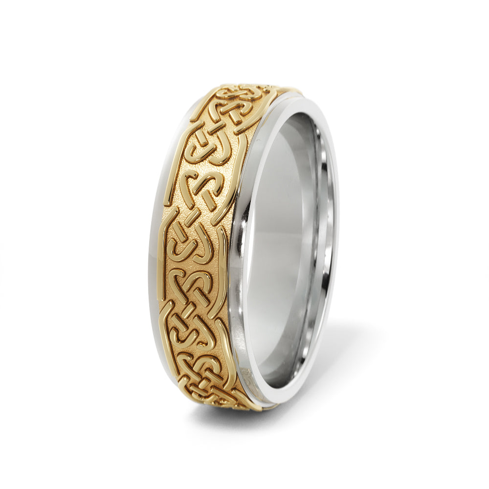 Celtic Love Knot Wedding Ring in 14k White/Yellow Gold