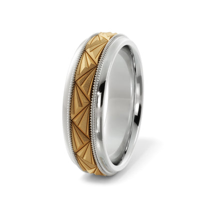 Triangular Top Design Wedding Ring in 18k White/Yellow Gold