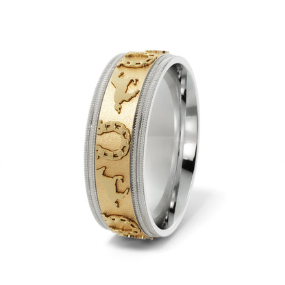 Horseshoe Wedding Band in 14k White/Yellow Gold