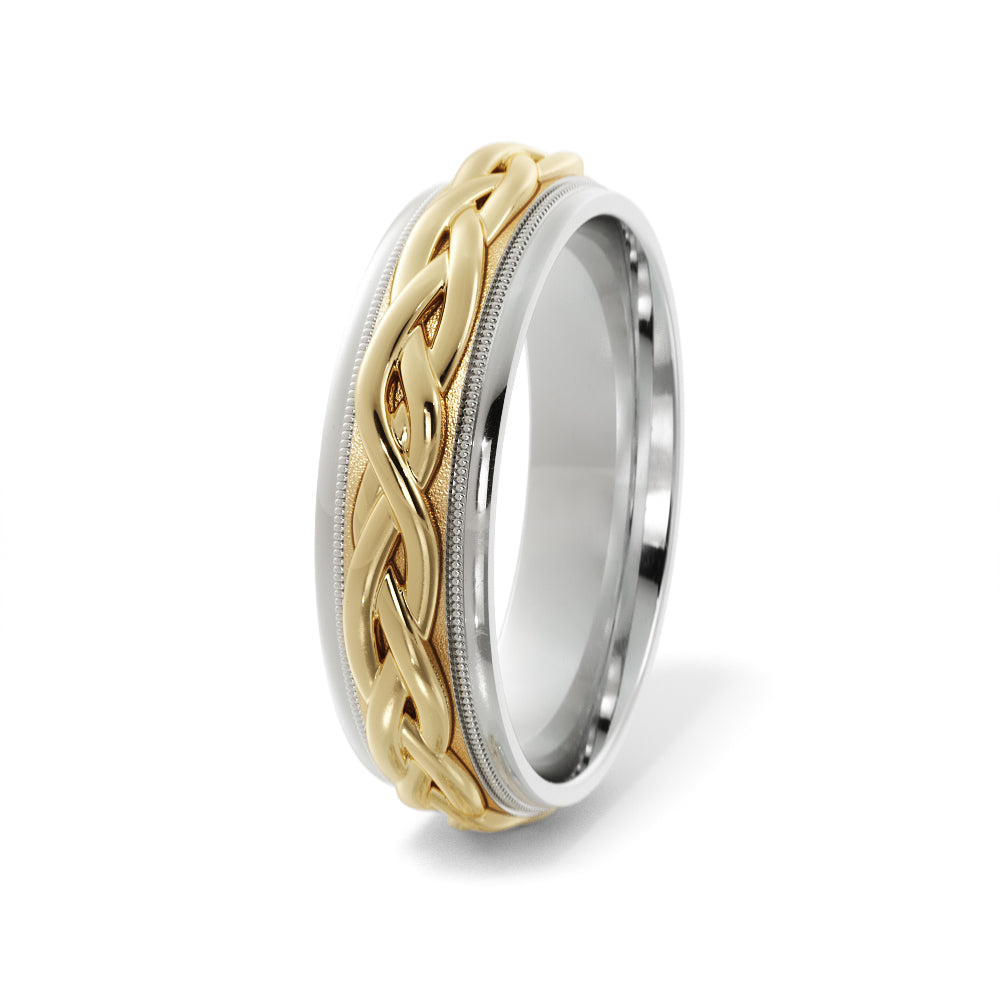 Braided Wedding Ring in 18k White/Yellow Gold