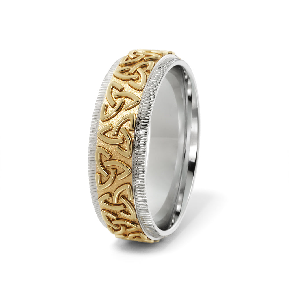 Celtic Wedding Ring in 18k White/Yellow Gold