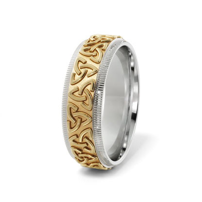 Celtic Wedding Ring in 18k White/Yellow Gold