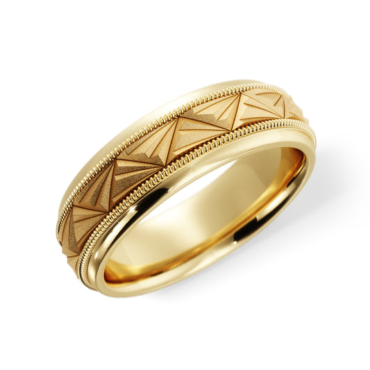 Triangular Top Design Wedding Ring in 18k Yellow Gold