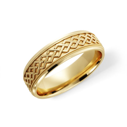 Dara Knot Celtic Wedding Ring in 10k Yellow Gold