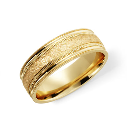 Scattered Satin Wedding Ring in 10k Yellow Gold