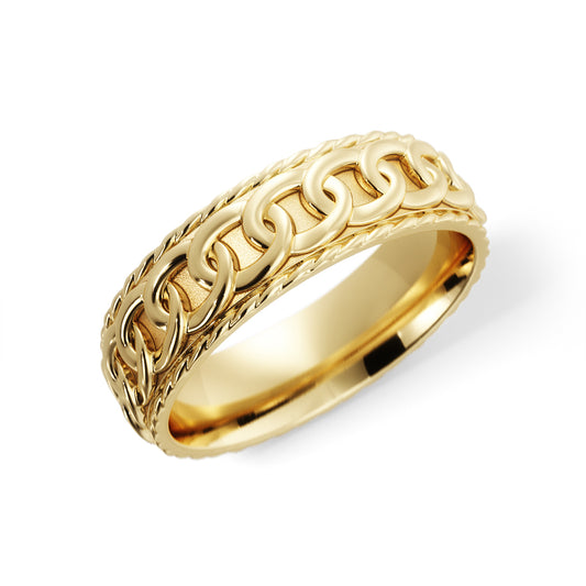 Chain Link Wedding Ring in 14k Yellow Gold