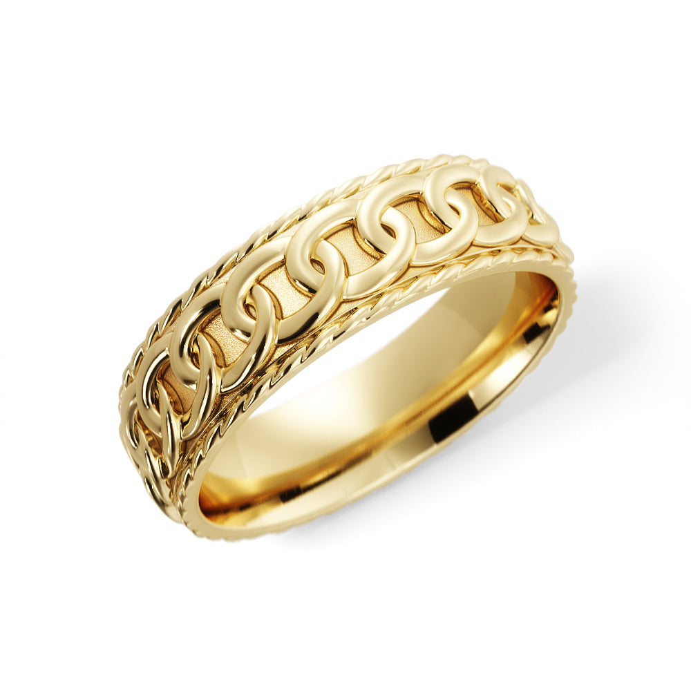 Chain Link Wedding Ring in 18k Yellow Gold