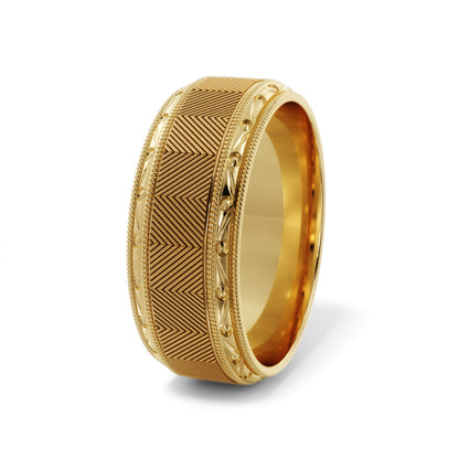 Lined Design Wedding Ring in 10k Yellow Gold