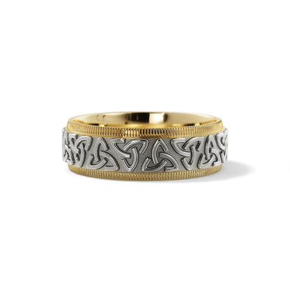 Celtic Wedding Ring in 18k Yellow/White Gold