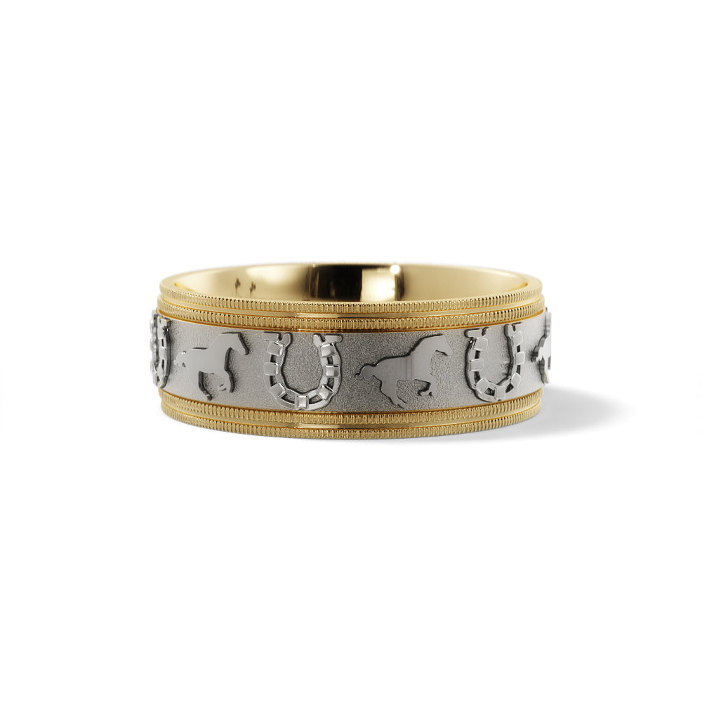 Horseshoe Wedding Band in 18k Yellow/White Gold