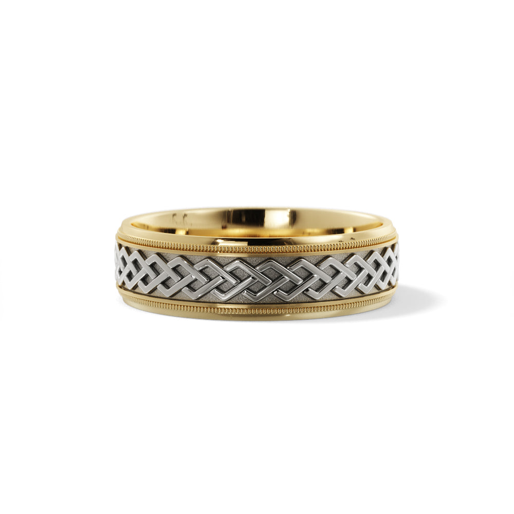 Dara Knot Celtic Wedding Ring in 10k Yellow/White Gold