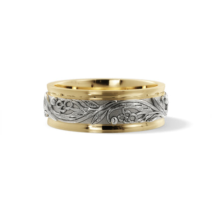 Tree Branch Wedding Ring in 10k Yellow/White Gold