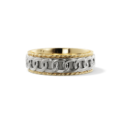 Chain Link Wedding Ring in 18k Yellow/White Gold