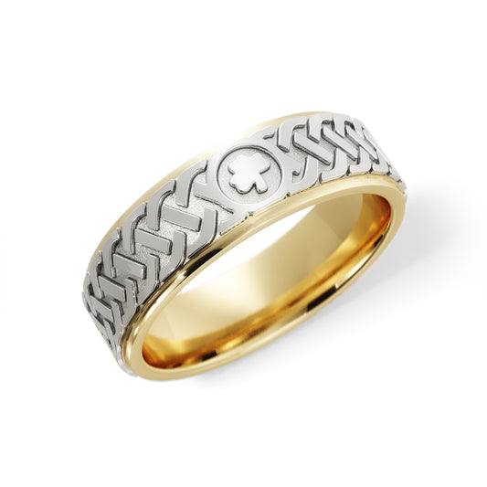 Irish Knot Celtic Wedding Ring in 18k Yellow/White Gold