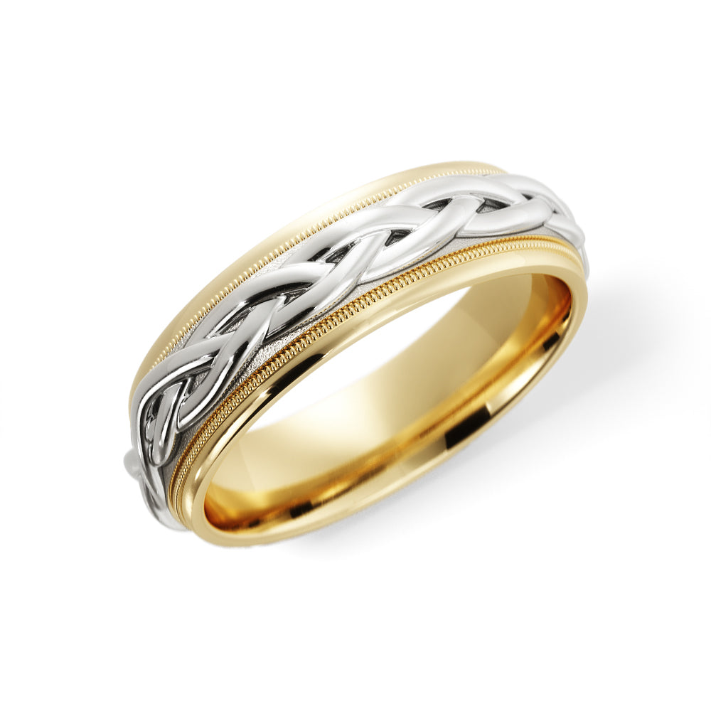 Braided Wedding Ring in 10k Yellow/White Gold