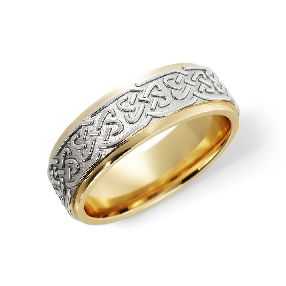 Celtic Love Knot Wedding Ring in 10k Yellow/White Gold