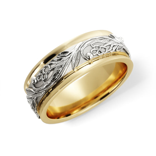 Tree Branch Wedding Ring in 14k Yellow/White Gold