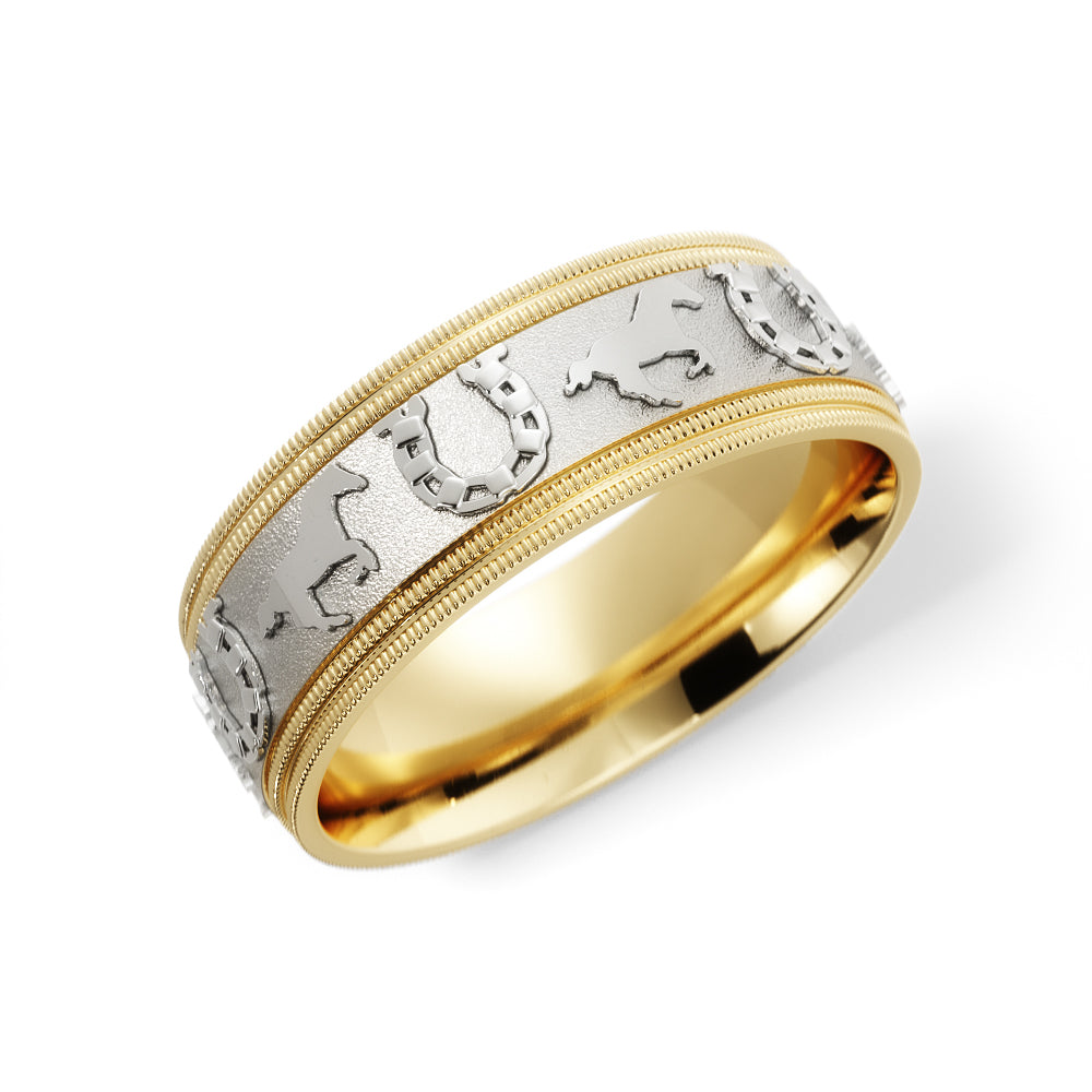 Horseshoe Wedding Band in 14k Yellow/White Gold