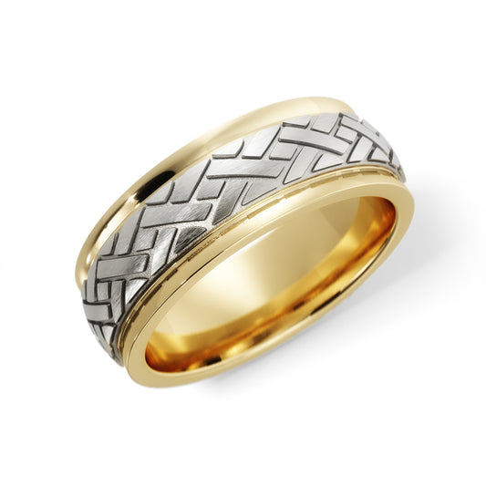 X-Tern Wedding Ring in 10k Yellow/White Gold